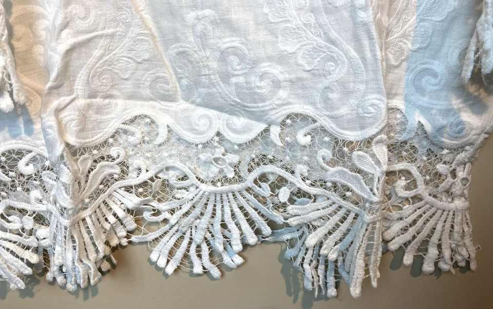 Top túnica Etcetera talla 10 color crema lino encaje ribete Foto 3 de 4