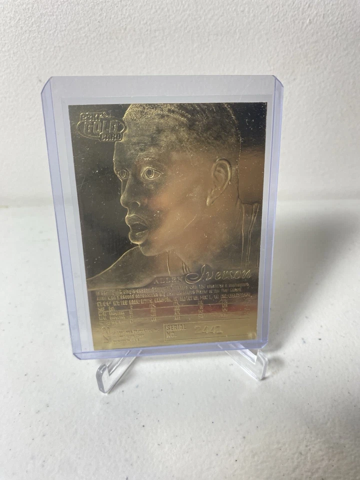 Tarjeta dorada de 23 quilates 1999-00 reimpresiones Fleer - 1996-97 Flair Showcase Allen Iverson Foto 2 de 2