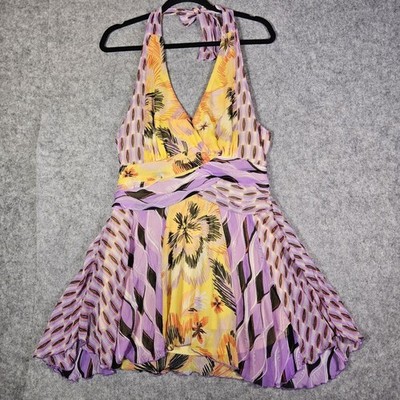 VTG Y2K Bisou Bisou Womens Purple Sunset Fairy Halter Top Summer Size Large