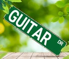 NEW 4x16"  2D Green Vintage Tin Style Novelty Street Sign: "GUITAR DR"