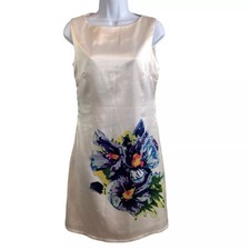 Vestido recto WANAMA marfil sin mangas estampado floral talla 42/US 10 arte de usar elegante