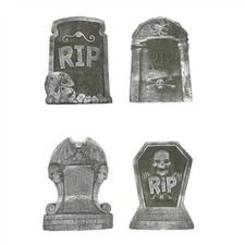 4pcs Halloween Foam RIP Tombstones Outdoor Yard Graveyard Props Decor