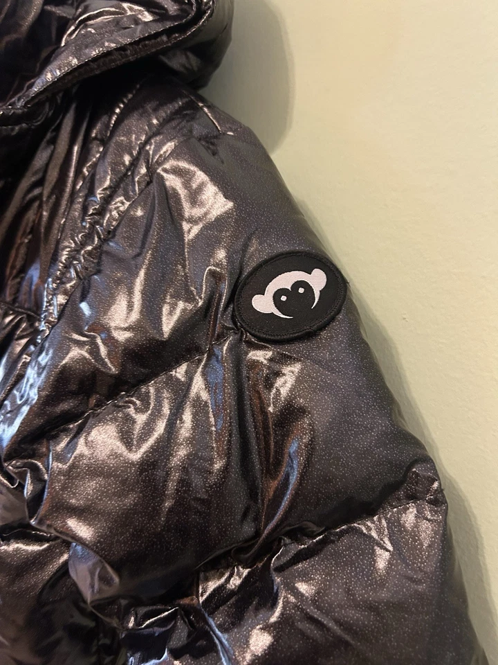 Abrigo acolchado negro con capucha Appaman Glitter niños talla 8 Foto 2 de 4