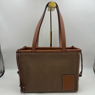 Loewe Cushion Brown Canvas Small Tote Bag - Very Good #M7R4ZZ
