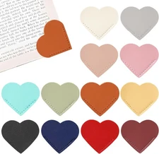 12 PCS Leather Heart Bookmarks Cute Corner 12pcs Heart-shaped 