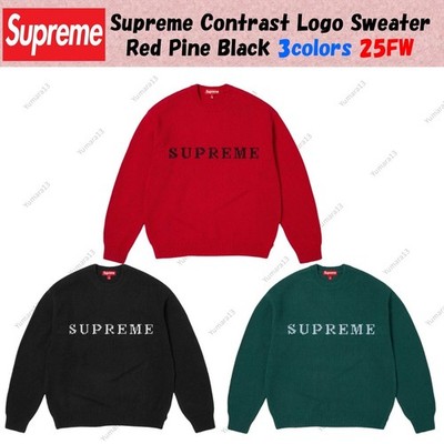 Supreme Contrast Logo Sweater Red Pine Black 3colors 25FW | eBay