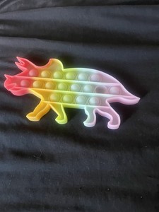 Dinosaur Shaped Pop-It Tactile Squeeze Toy Yellow Pink Green Multicolor