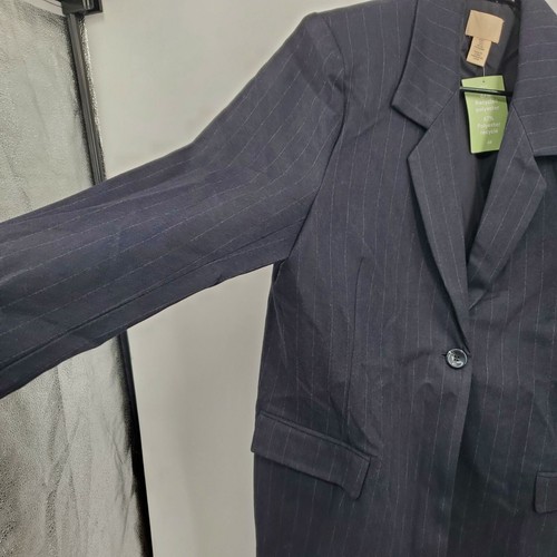 H&M Striped Long Sleeve Single Button Blazer Jacket Women Size Small NWT - Picture 2 of 15