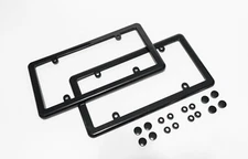 2 Black License Plate Tag Cover Holder Frames + (FREE) 8 Screw Caps Brand New