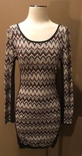 Free People M/L Chevron Sweater Dress W Scoop Back Long Sleeve & Solid Sides