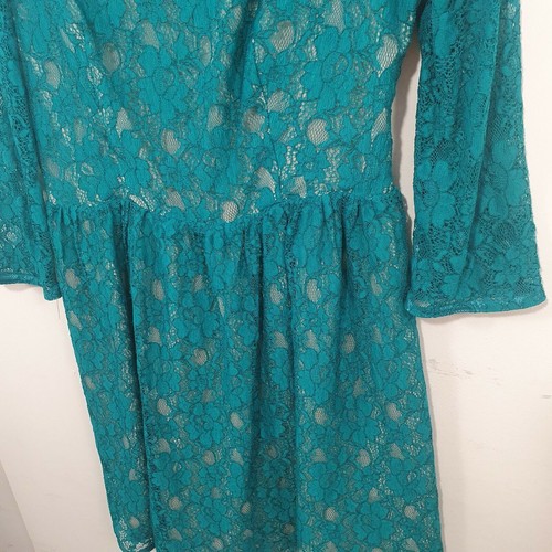 French Connection Blue Turquoise Lace Dress Sz 12 - Picture 2 of 6