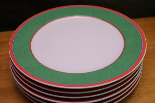 Villeroy & Boch TIPO VIVA 6 Salad Plates Green Border 8.25 " Luxembourg - Picture 3 of 4