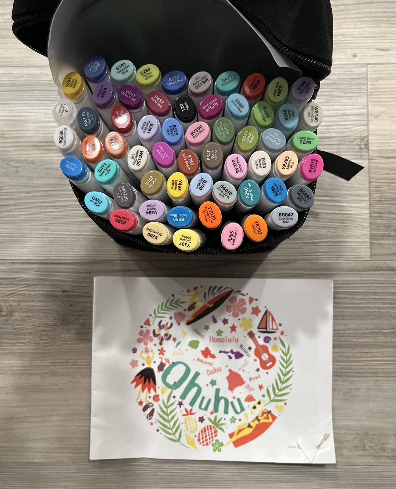 Ohuhu Marker Pen 60 Colors  for Comic Oil-Based Marker with Case F/S w/Tracking#