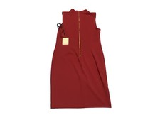 CALVIN KLEIN Womens Red Sleeveless V Neck Above The Knee Sheath Dress Size: 14