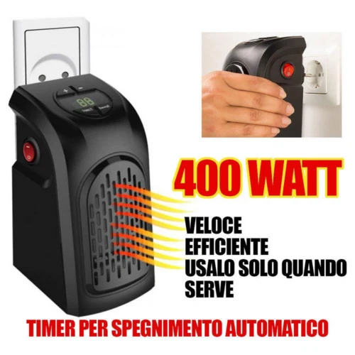 STUFA STUFETTA HANDY HEATER MINI ELETTRICA COMODA E PRATICA A BASSO CONSUMO 400W - Immagine 2 di 4