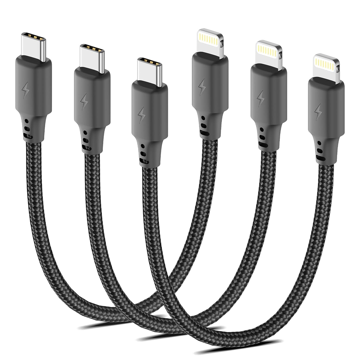 6 Inch Short USB C to Lightning Cable 3Pack MFI Certified Braided Fast Charging Durable-image