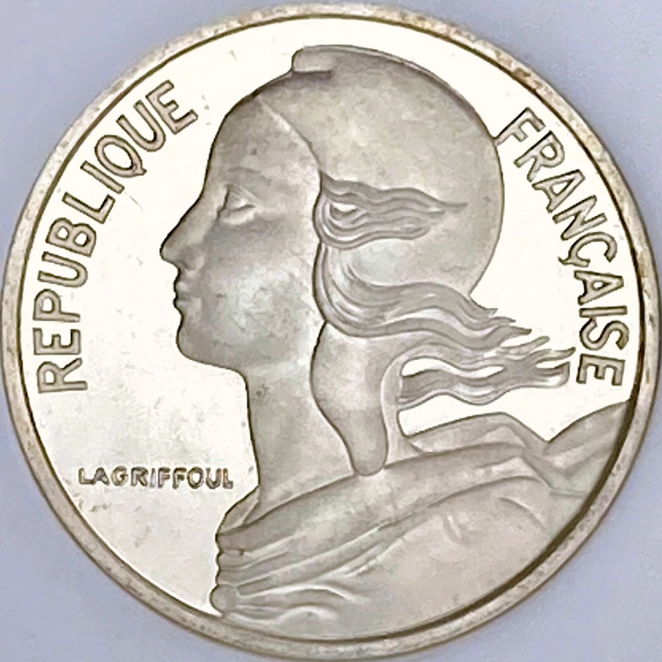 FRANCIA. 1977, 5 céntimos, plata - NGC PF68 - Top Pop 🥇RARO Piéfort (Piedfort) Foto 3 de 4