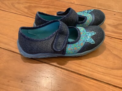 Superfit Hauschuhe Mädchen 30 Klett Blau Schmetterlinge 