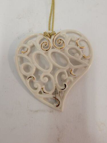 LENOX IVORY PIERCED CHINA Mothers Heart Ornament - Picture 1 of 3