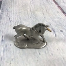 Vintage Hudson Unicorn Figurine Fine Pewter Gold Tone Horn 1982 USA 1.5" x 1.75"