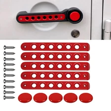 Door Handle Insert Grab Handle & Push Button Knobs Cover Trim For Wrangler Red