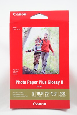 Canon 4'' x 6'' Ink Jet Photo Paper Plus Glossy II 100 Sheets PP-301 New- You Pick