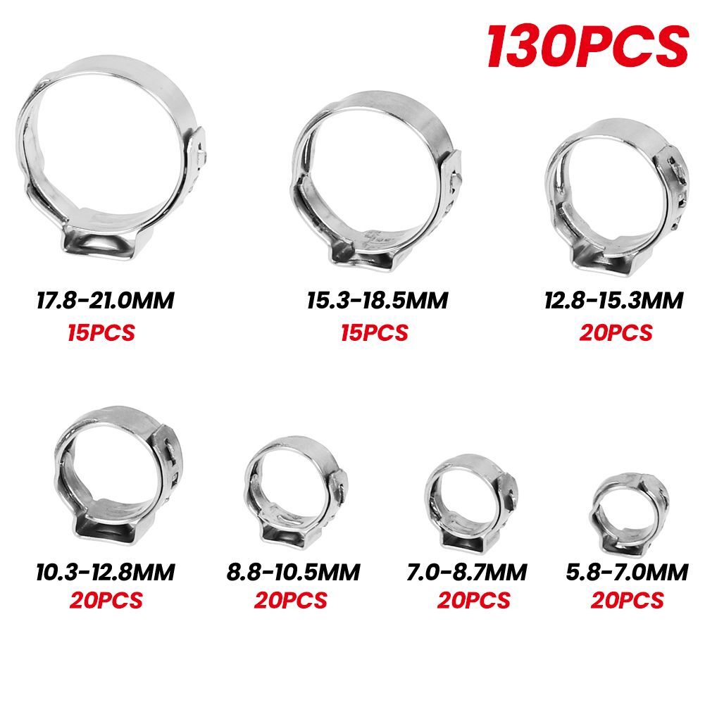 130x Mini Hose Clamp O Clips Fuel Line Petrol Pipe Clamps Air Hose
