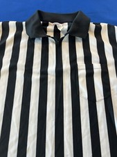 Rawlings Referee Shirt Large Black White Stripe Quarter Zip Polo Flaw: See Descr
