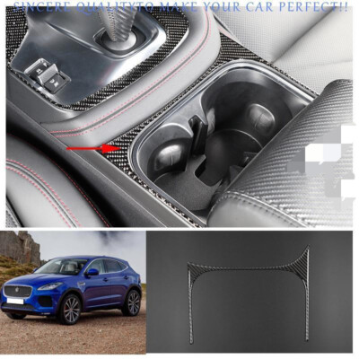 For Jaguar E-PACE 18-20 Real Carbon Fiber Center Console Water Cup Holder Frame