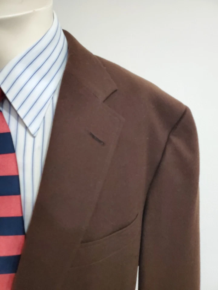 DAKS London Mens Blazer Size 40 Brown Gold Buttons Wool Sport Coat - Image 4 of 4