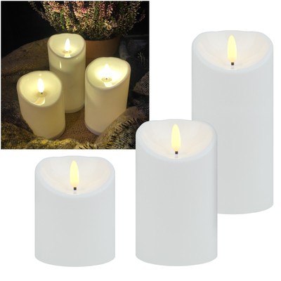 Outdoor Led Kerze für Außen mit Timer 3D Flamme Docht Garten Balkon Terrasse LB