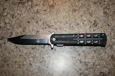 9" BLACK  MULTI COLOR TACTICAL Combat Spring Open Assisted Pocket Knife NEW