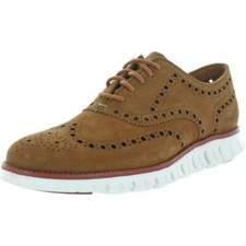 Cole Haan ZEROGRAND Wingtip Oxford Men's Shoes, Size 9 - Dogwood Tumbled Nubuck
