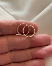 Genuine 9CT Yellow GOLD 14mm HINGED SLEEPERS Earrings - Solid 9 ct Gold Earrings