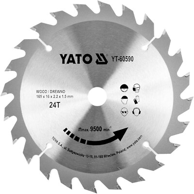 Sägeblatt Kreissägeblatt 165 x 16 mm 24Z Holz Tischsäge Pro HM Hartmetall TCT