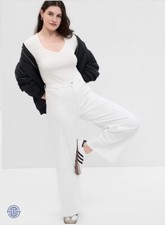 GAP High Rise Stride Relaxed Wide Leg Ankle Jeans White Size 33/16 NWT RT 80