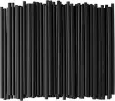 100 Pack Paper Straws Black Eco-Friendly Drinking Biodegradable for Party Suppli