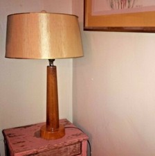 Handmade Mid Century Polished Wood Table Lamp 1960s As Is Needs Rewiring