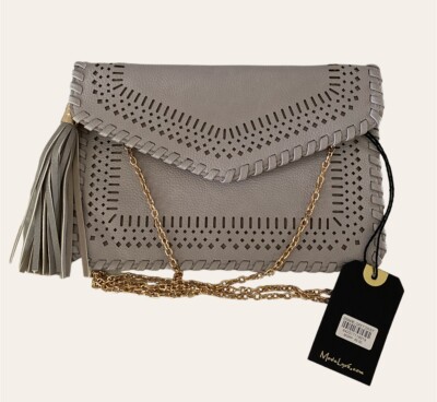 New Moda Luxe London Grey Envelope Crossbody Handbag MSRP $65.00-NEW WITH TAGS