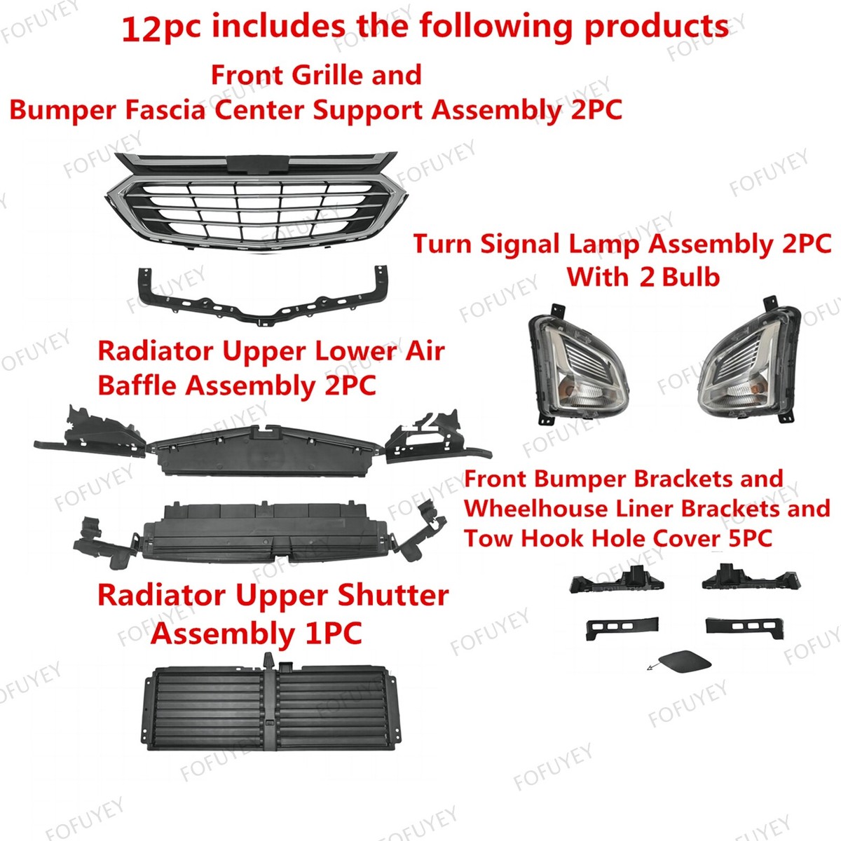 12PC For Equinox 2018-2021 L Grille Radiator Air Baffle Shutter