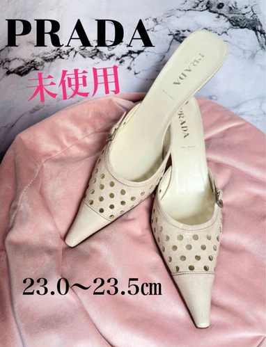 Escarpins PRADA talon cuir ivoire EU36,5/US6,5 authentiques