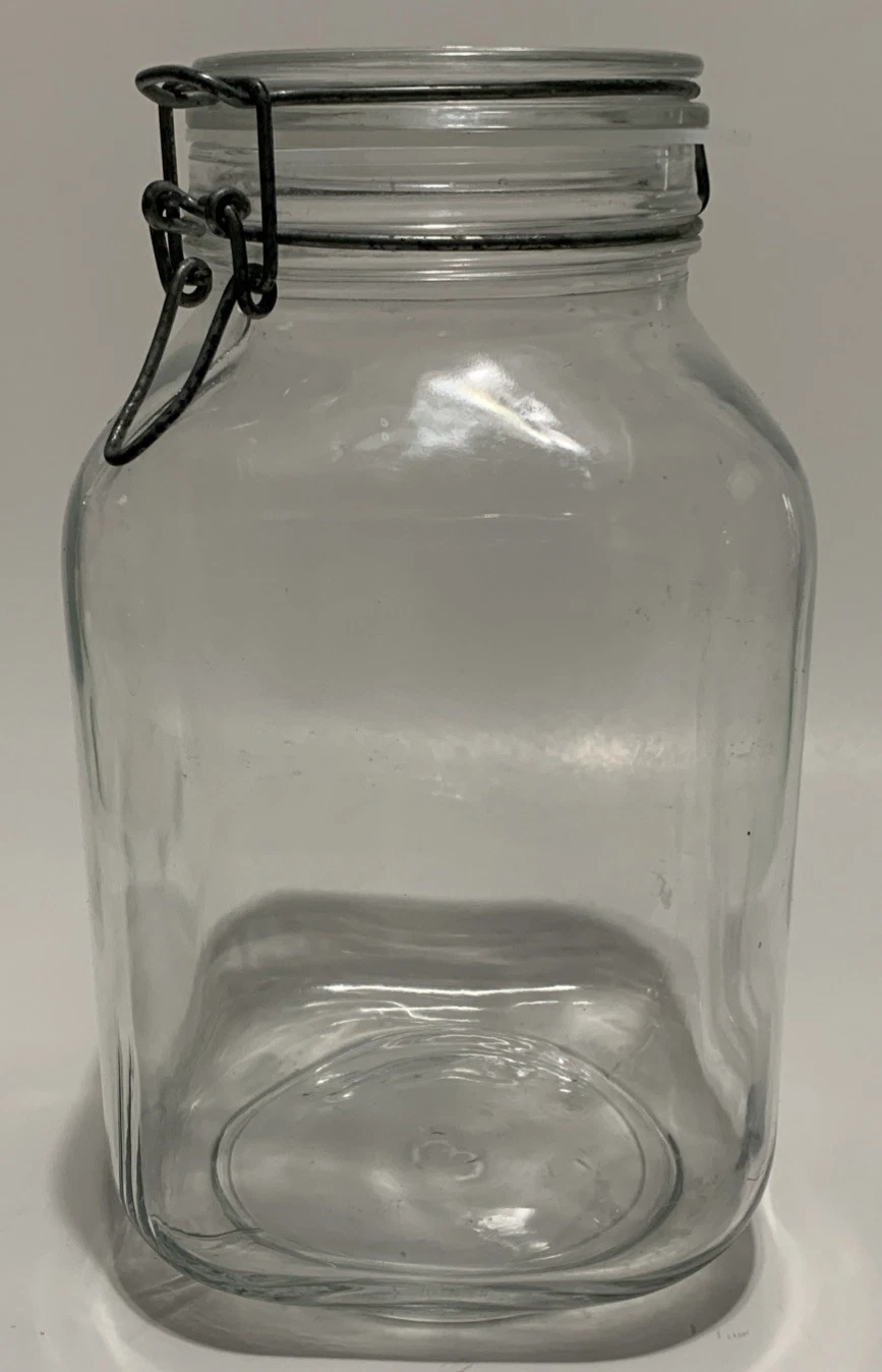 Vtg Fidenza Idee In Vetro Italy Large Glass Jar 3 Liter Size Bail Style Lid