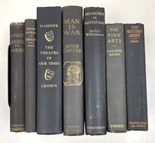 Random Lot of 7 Books BLACK/GRAY Cloth Decor Staging Display Antique Old Vintage