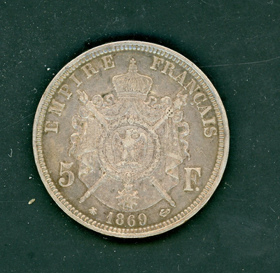 FRANCE 1869 5 FRANCS SILVER COIN KM# 799.1 (0.7234oz) AS SHOWN | eBay