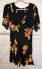 Free People 4 Dress Black Floral Print Boho Lifestyle Anthropologie Excellent