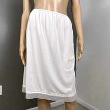 Vintage Berkliff Half Slip Skirt Large Average White Nylon Chiffon Hem USA Made