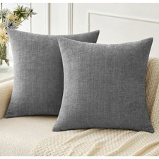    Set of 2 Modern Heather Gray Throw Pillow Covers 20x20 Polyester New