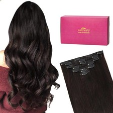 Clip in Extensions Echthaar Dunkelbraun 35cm 120g, glatt, seidig, verzw. fest