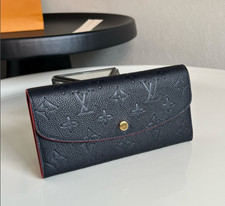 Louis Monogram Empreinte Leather Sarah Wallet Black Red Long Flap Wallet New