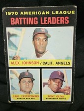 1971 Topps AL 1970 Batting Leaders - Alex Johnson/Carl Yastrzemski/Tony Oliva LL